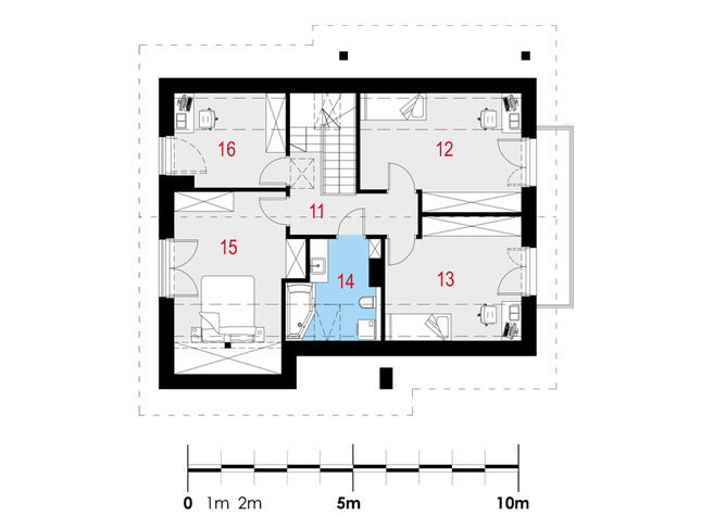 Rzut poddasza POW. 73,6 m²