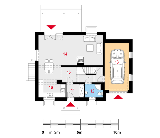 Rzut parteru POW. 83,8 m²