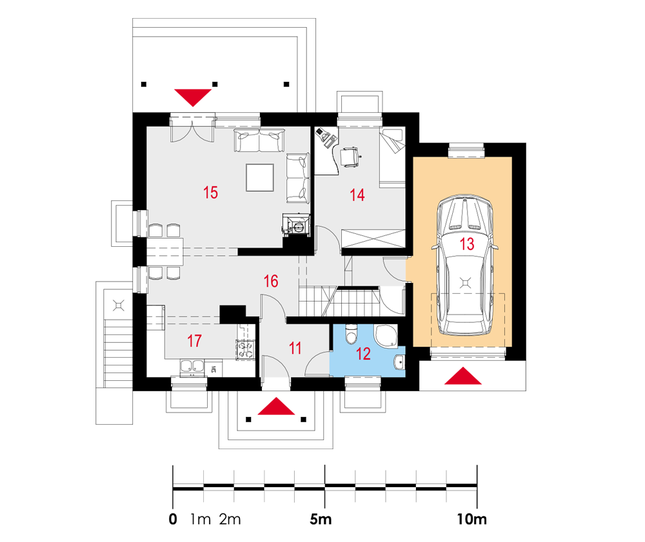 Rzut parteru POW. 85,3 m²