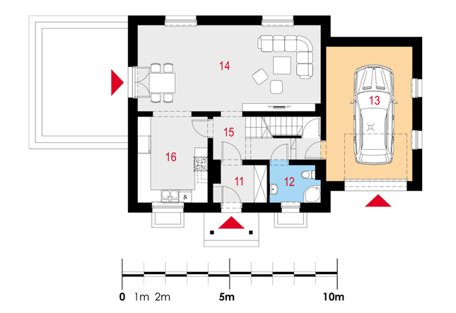 Rzut parteru POW. 88,2 m²