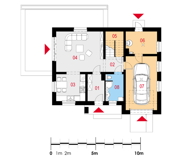 Rzut parteru POW. 77,3 m²