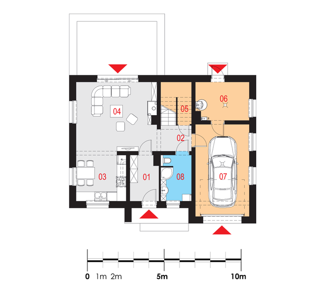 Rzut parteru POW. 71,5 m²
