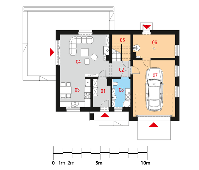 Rzut parteru POW. 93,0 m²