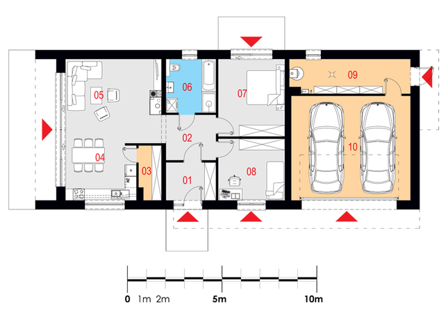 Rzut parteru POW. 124,4 m²