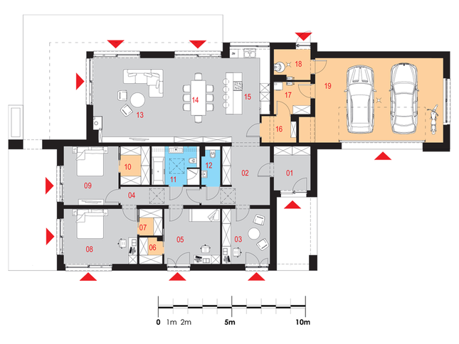Rzut parteru POW. 242,8 m²