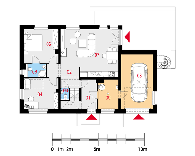 Rzut parteru POW. 104,5 m²