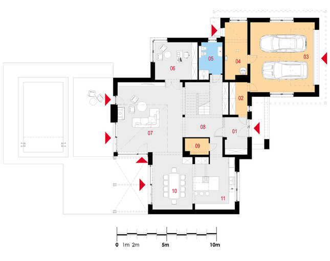 Rzut parteru POW. 208,1 m²