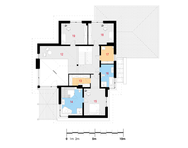 Rzut piętra POW. 128,9 m²