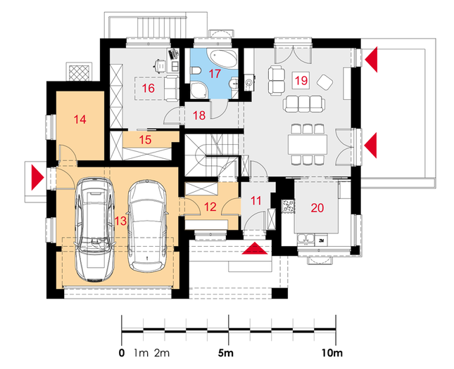 Rzut parteru POW. 115,1 m²