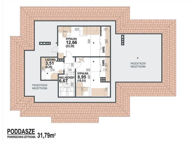 Rzut poddasza POW. 55,9 m²