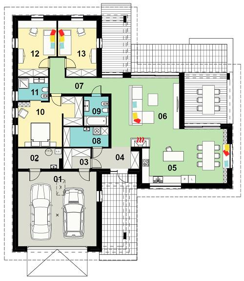 Rzut parteru POW. 186,6 m²