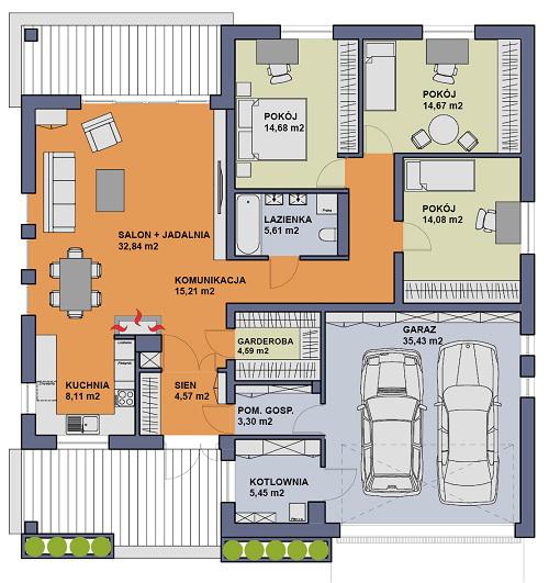 Rzut parteru POW. 158,5 m²