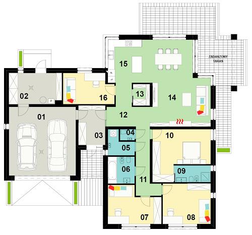 Rzut parteru POW. 208,8 m²