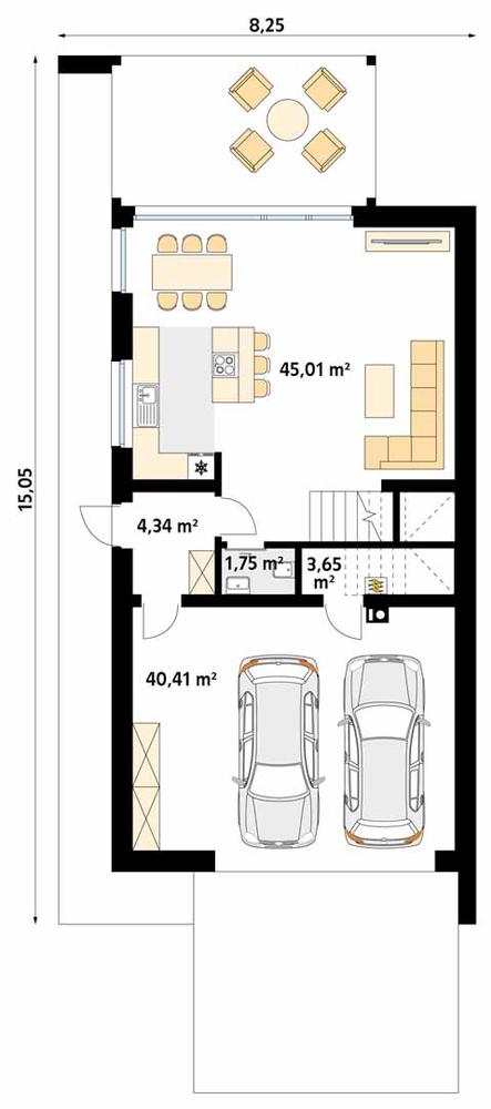 Rzut parteru POW. 95,2 m²