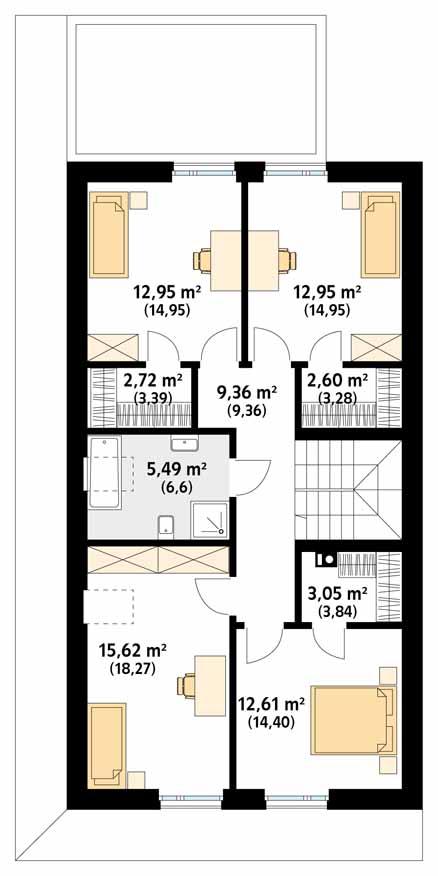 Rzut poddasza POW. 89,0 m²