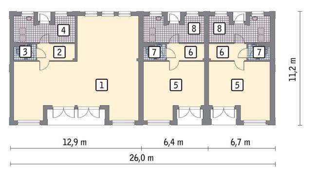 Rzut parteru POW. 211,3 m²