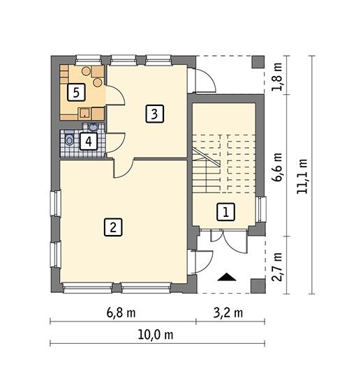 Rzut parteru POW. 75,4 m²