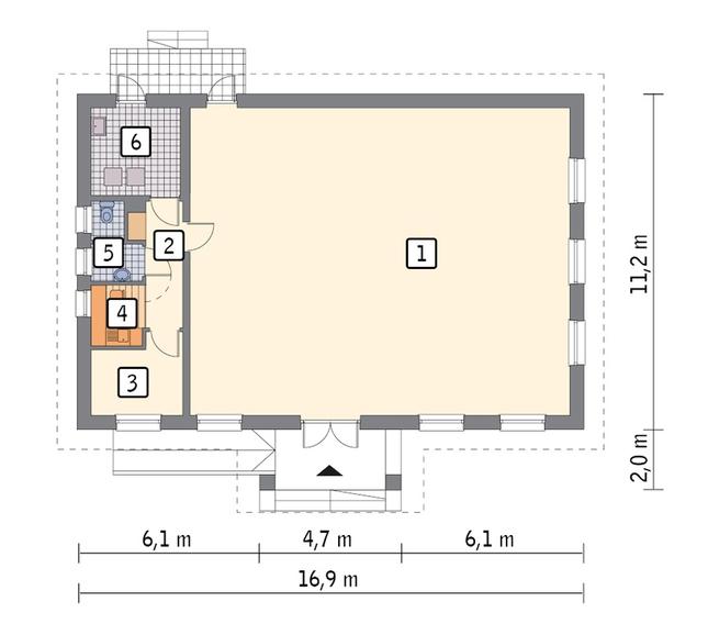 Rzut parteru POW. 157,7 m²