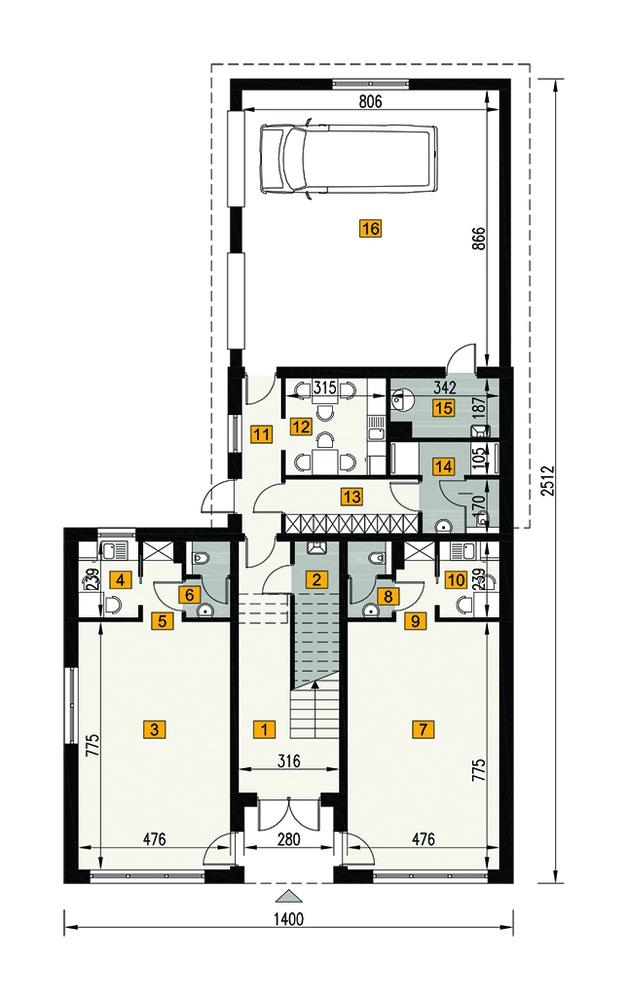 Rzut parteru POW. 221,6 m²