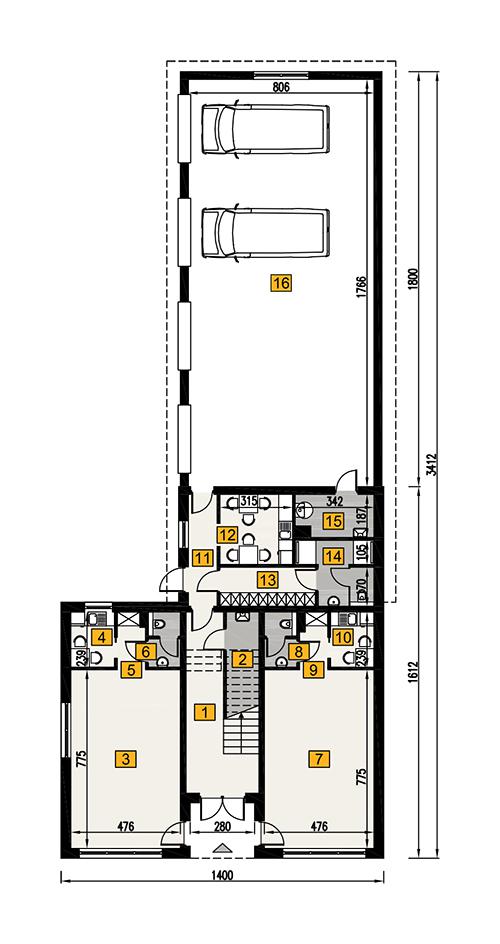 Rzut parteru POW. 293,9 m²