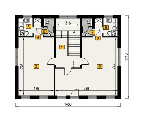 Rzut piętra POW. 126,3 m²