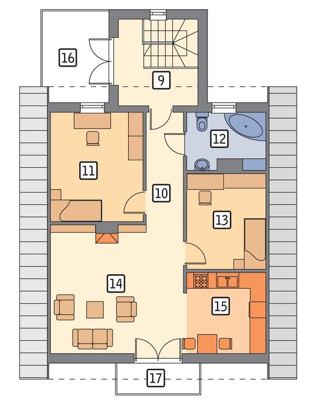 Rzut poddasza POW. 90,7 m²