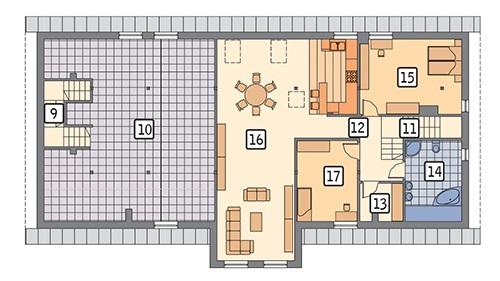 Rzut poddasza lustro POW. 195,9 m²