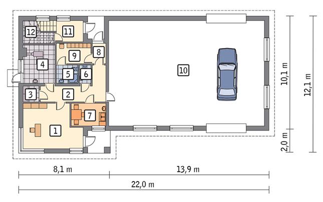 Rzut parteru POW. 192,9 m²