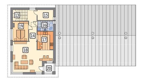 Rzut piętra POW. 76,4 m²