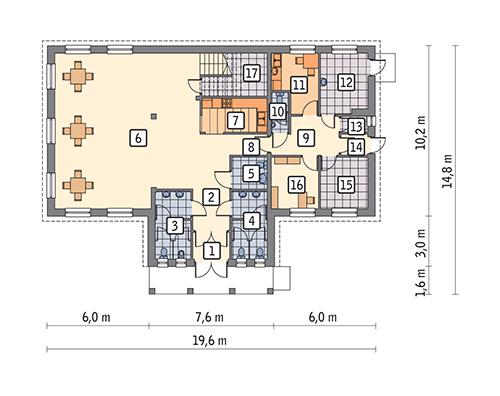 Rzut parteru POW. 179,4 m²