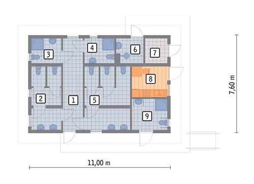 Rzut parteru POW. 65,0 m²