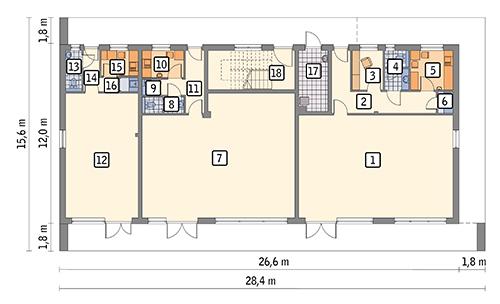 Rzut parteru lustro POW. 266,6 m²