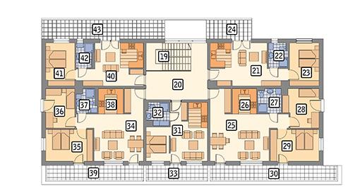 Rzut piętra lustro POW. 329,3 m²