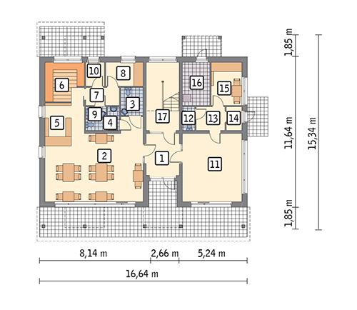 Rzut parteru POW. 156,7 m²