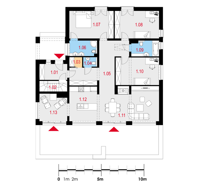 Rzut parteru POW. 143,2 m²