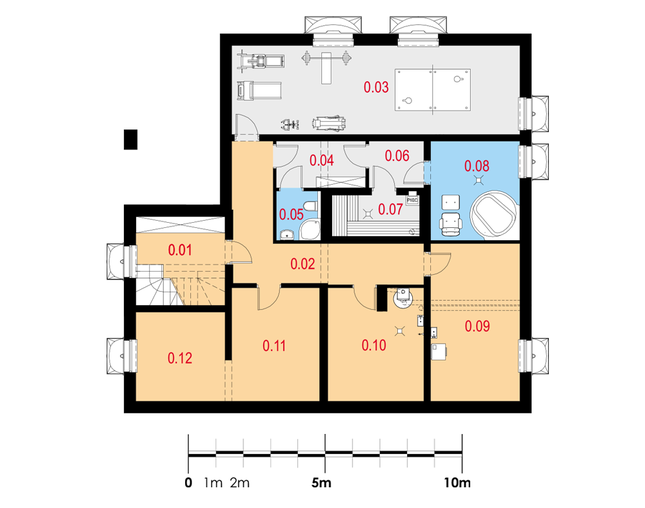 Rzut piwnicy POW. 141,1 m²