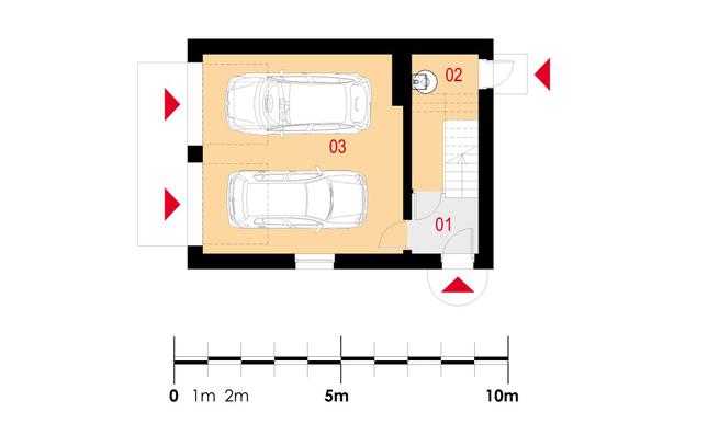 Rzut parteru POW. 44,1 m²