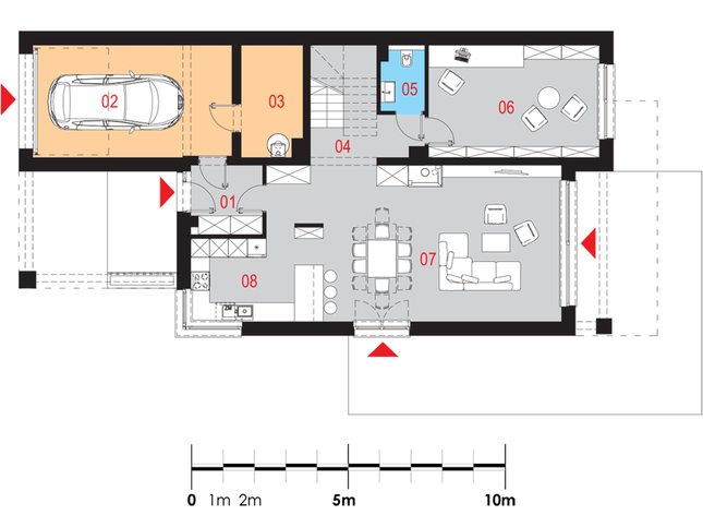 Rzut parteru POW. 114,2 m²
