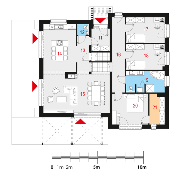 Rzut parteru POW. 127,6 m²