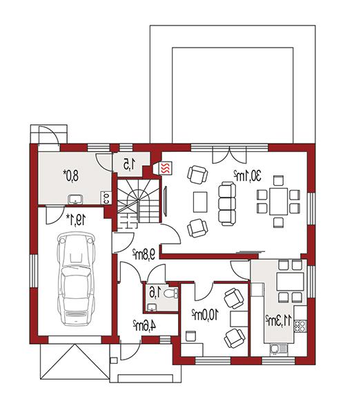 Rzut parteru lustro POW. 0,0 m²