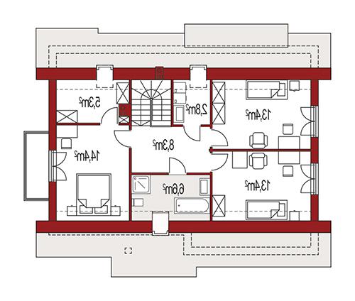 Rzut poddasza lustro POW. 0,0 m²