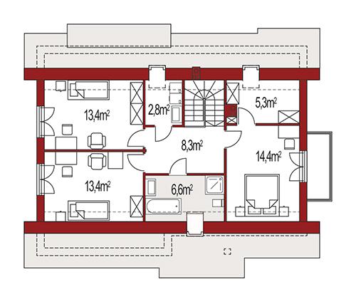 Rzut poddasza POW. 0,0 m²