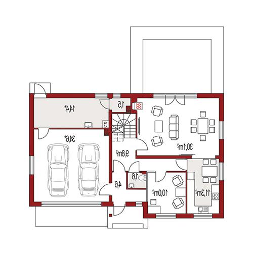 Rzut parteru lustro POW. 0,0 m²