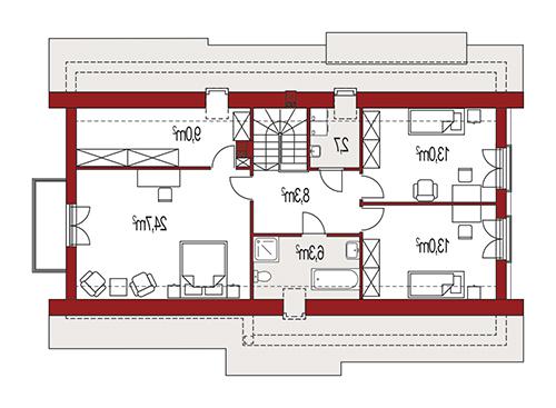 Rzut poddasza lustro POW. 0,0 m²