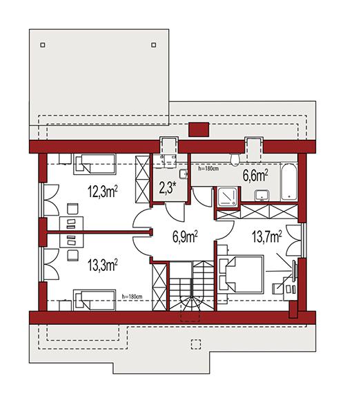 Rzut poddasza POW. 0,0 m²