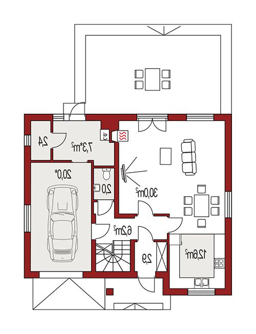 Rzut parteru lustro POW. 0,0 m²
