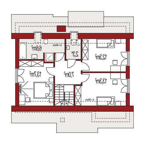Rzut poddasza lustro POW. 0,0 m²
