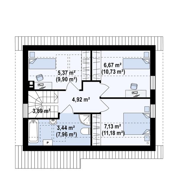 Rzut poddasza POW. 48,6 m²