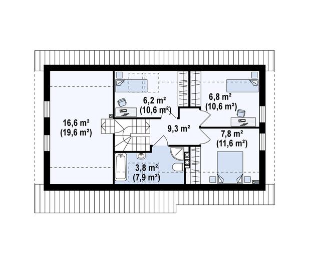 Rzut poddasza POW. 69,5 m²
