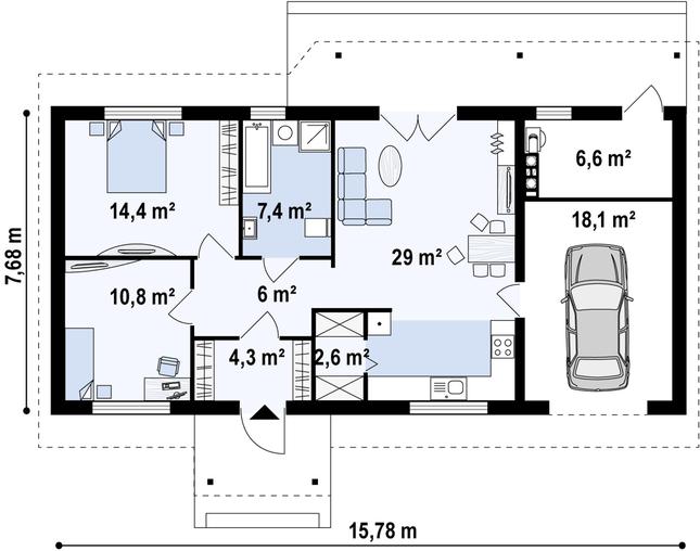 Rzut parteru POW. 98,1 m²